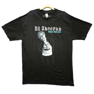 ED SHEERAN World Tour 2018 Concert T Shirt Mens Large Black Short Sleeve‎ Cotton